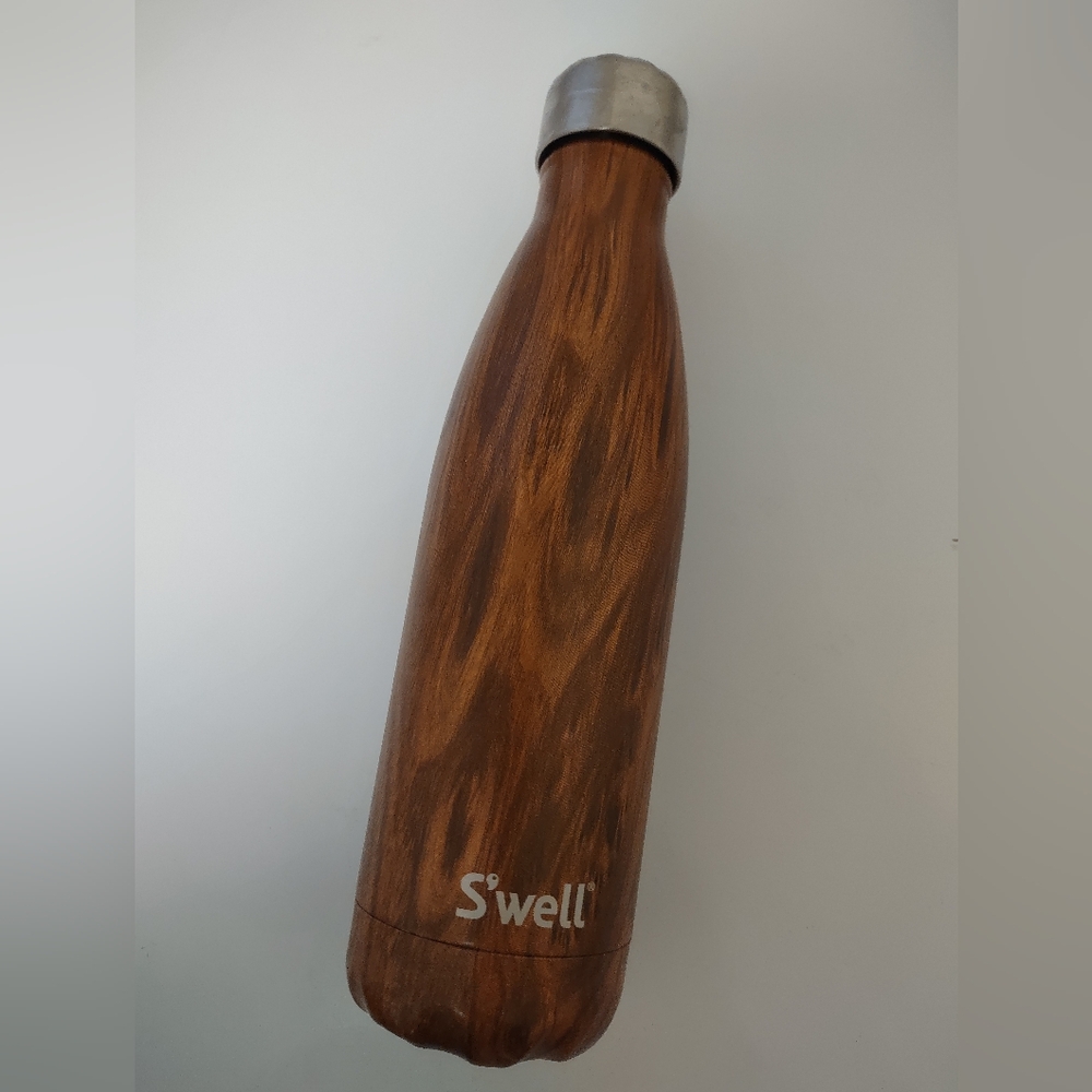 S'well Brown Wood Pattern Bottle with Silver Cap